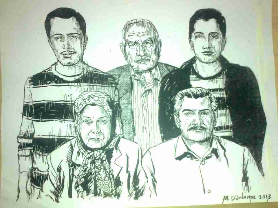 Nami Düzleme,eşi ve iki oğlu(Hakan ve Mehmet Murat)...Arkadaki (çizer) Mustafa Düzleme...